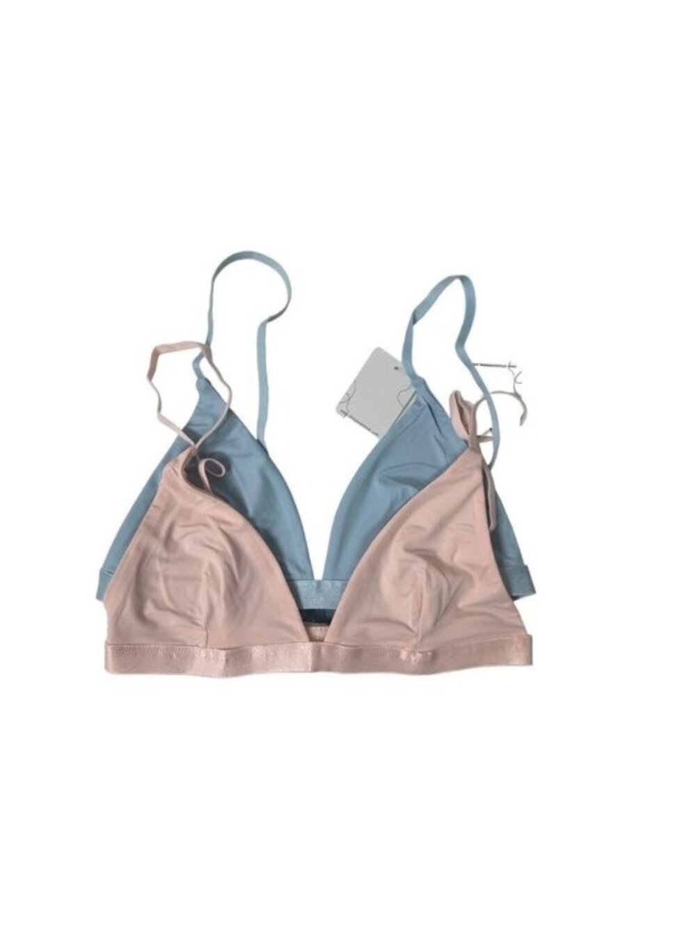 Bundle Of Two Triangle Bralettes Baby Blue & Light Pink